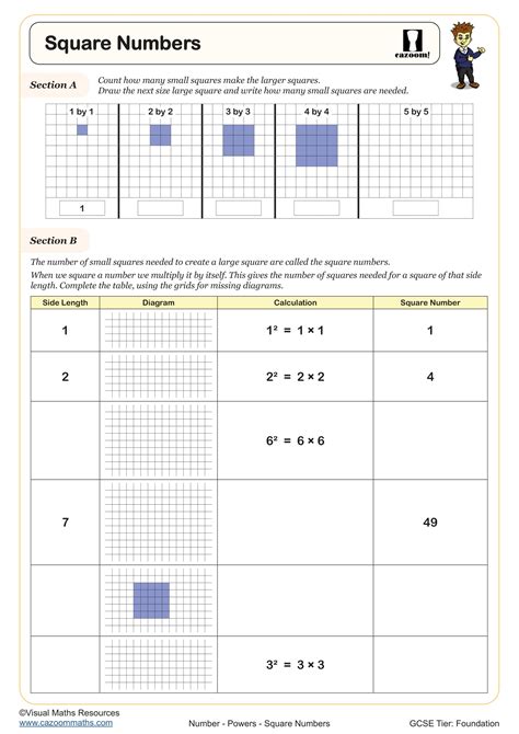 Toradh íomhá ar Square Number Patterns Grade 5