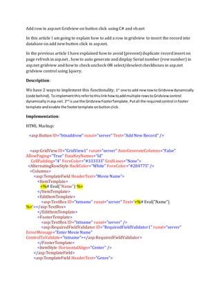 GridView Add Row Dynamically C# に対する画像結果
