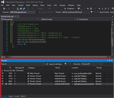 Visual Studio Debug Window に対する画像結果