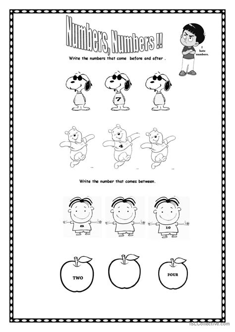 Numbers Worksheet English に対する画像結果