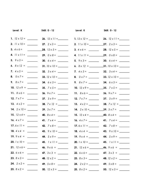 Afbeeldingsresultaten voor Timed Multiplication Test 7