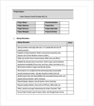 Image result for Checklist Examples Word