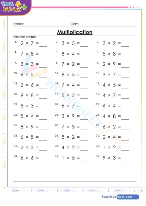 Image result for Basic Multiplication Worksheets