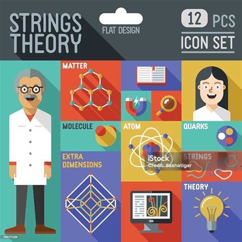 Strings Theory Icon Set Physics Science Illustrations Stock ...