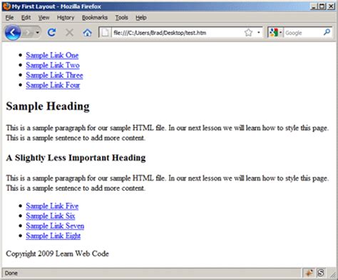 Simple Sample HTML File に対する画像結果