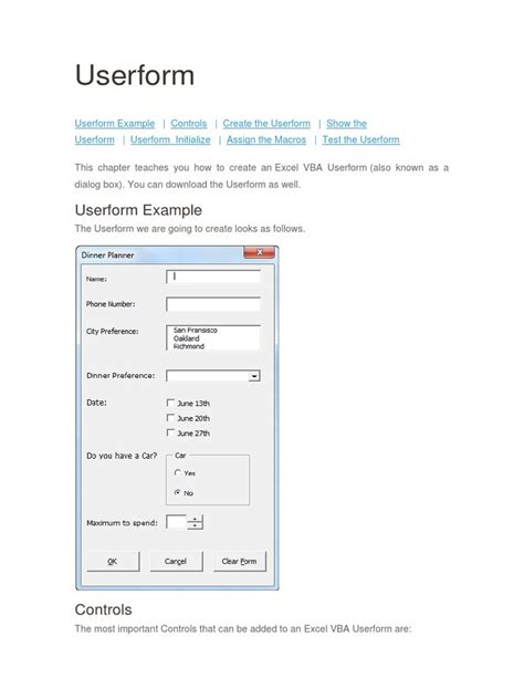 Image result for Userform Overview