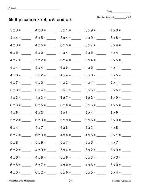 Timed Multiplication Practice Sheets に対する画像結果