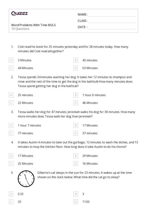 Time Worksheets for Grade 2 Word Problems に対する画像結果