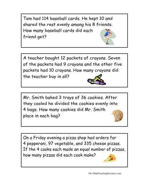 4th Grade Math Worksheets Printable Word Problems に対する画像結果