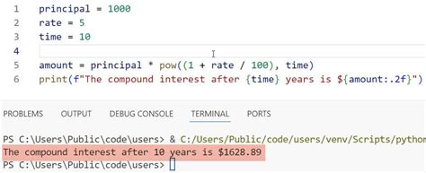 Pow Function in Python in vs Code に対する画像結果