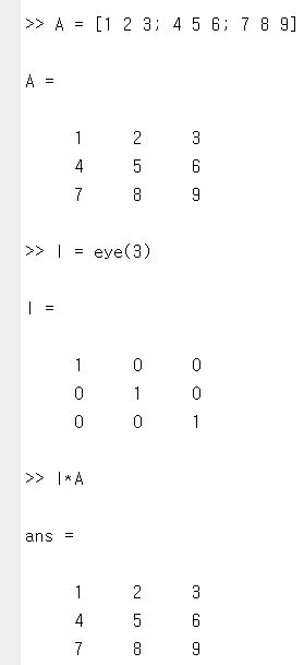 Image result for Identity Matrix MATLAB