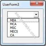 UserForm ComboBox માટે ઇમેજ પરિણામ