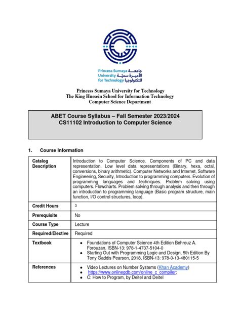 Image result for Intro to Computer Science Syllabus