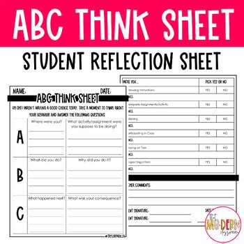 Student Behavior Reflection Sheet に対する画像結果