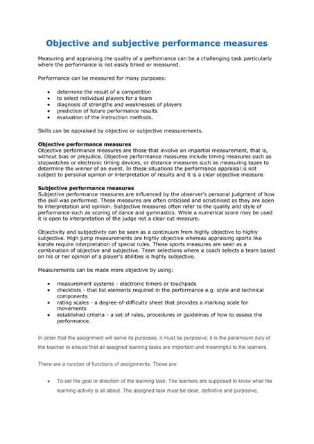 Image result for Objective Performance Data