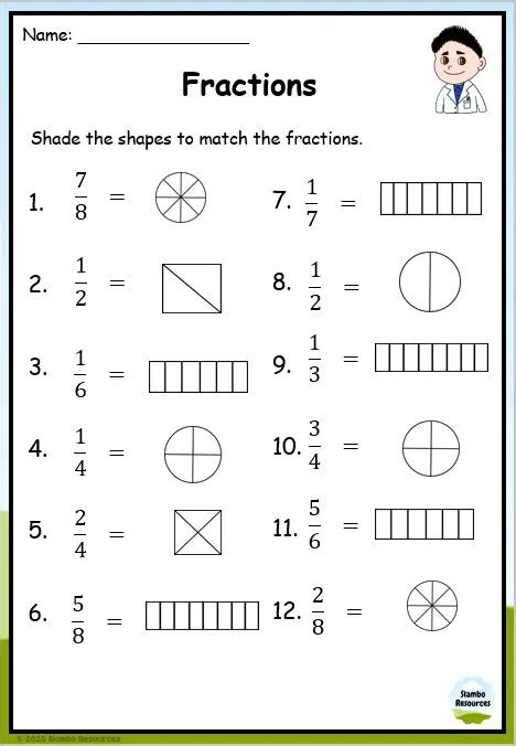 4th Grade Math Fractions Worksheets に対する画像結果