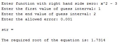 Image result for Bisection in MATLAB