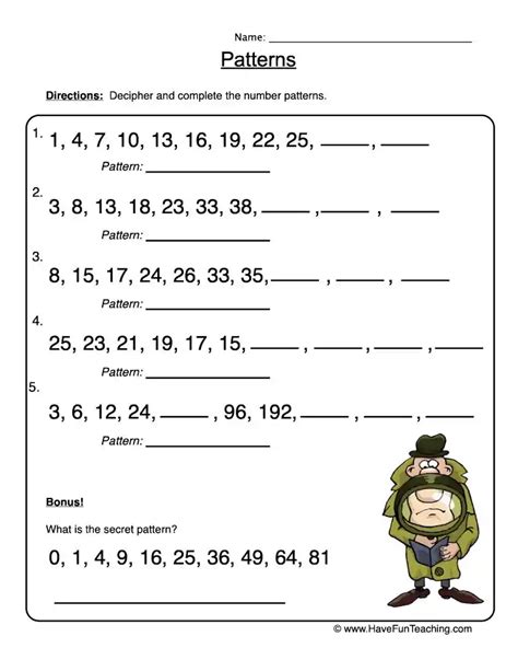 Math Patterns Worksheets に対する画像結果