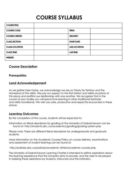 Image result for Class Syllabus Example