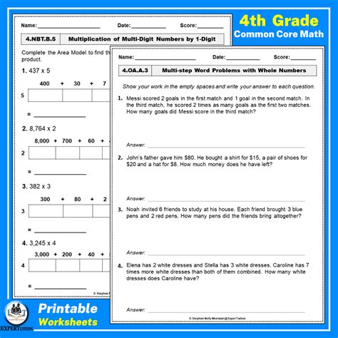 Image result for 4th Grade Math Worksheet Packet