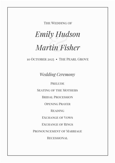 Image result for Wedding Program Outline