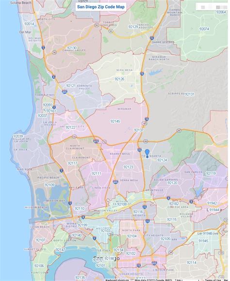 Image result for San Diego Zip Code Map