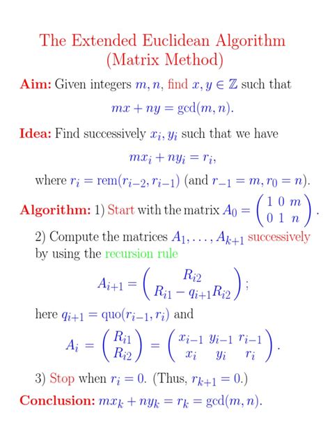 Image result for Extended Euclidean Algorithm