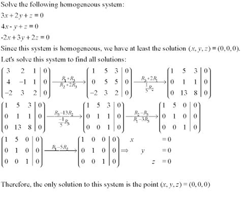 Image result for Homogeneous Solution Linear Algebra
