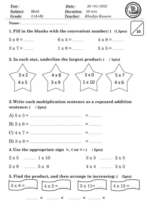 Image result for 3rd Grade Math Test Prep