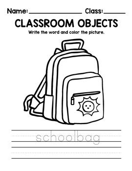 Image result for Classroom Objects Coloring Worksheet