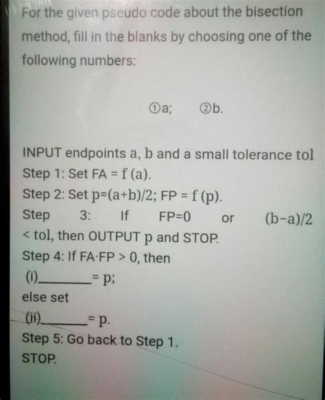 Image result for Pseudocode for Bisection Method