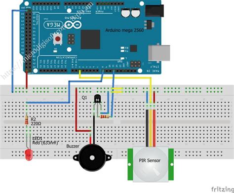 Image result for PIR Sensor Arduino Code with LED Breadboard