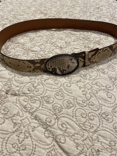 Women’S Lai Luxurious Beige And Brown Genuine Python Belt Size Large
