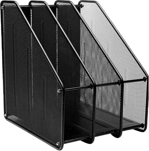 Mesh Magazine File Holder 3 Vertical Compartments Desk Organizer File Folder Document Rack For Office Organization And Storage
