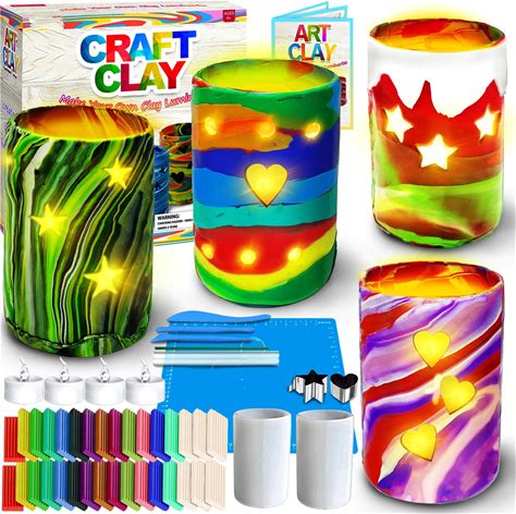 DIY Light-Up Clay Lanterns Making Set Make Your Own Clay Luminaries Clay Arts&Crafts School Project Toy STEM For Kids