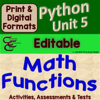Python User Input And Math Functions Editable Unit 5