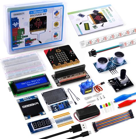 Geeekpi Basic Starter Kit For BBC Micro:Bit (V2 Included), Blocks And Python Code, Multiple Sensors Project Examples, Detailed Tutorial Included