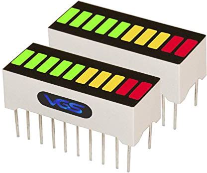 New 2Pcs. 10 Segment LED Bar Graph Display 3 Colors(2Xsuper Red+3Xyellow+5Xsuper Green) Single Led Bar Graph(DIY Or Arduino) ARGY