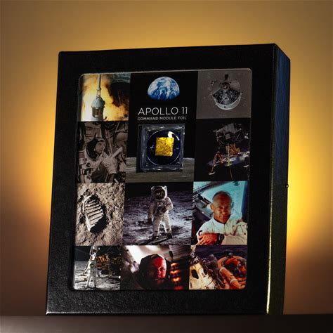 Apollo 11 Command Module Foil 1 Square Centimeter Collectible Specimen, Includes Display Case - Mini Museum