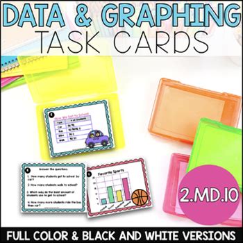 Graphing Task Cards Interpret Graphs & Data Bar Graphs, Line Plots & Pictographs