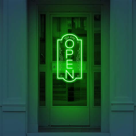 Vertical Open Sign Vertical Open Led Sign Neon Sign Business Window Light Vertical Open Signs For Business (Green LARGE SIZE 35X19")