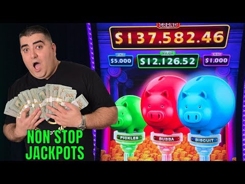 NON STOP EPIC JACKPOTS On New PIGGY BANKIN Slot Machine 