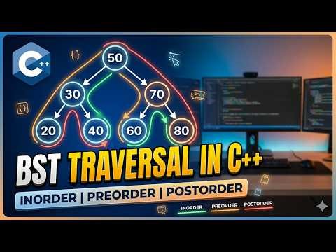 Binary Search Tree (BST) Traversal: Inorder, Preorder, and Postorder in C++ (Visualized)