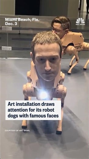 Art installation draws attention for its robot dogs with famous faces