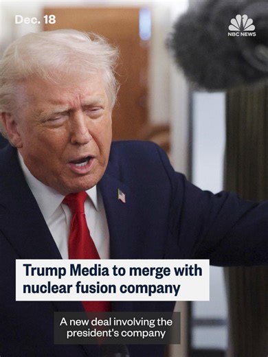#Trump Media & Technology has announced a merger with a nuclear fusion power company, with the deal valued at more than $6 billion. The merger would create one of the first publicly traded nuclear fusion companies.