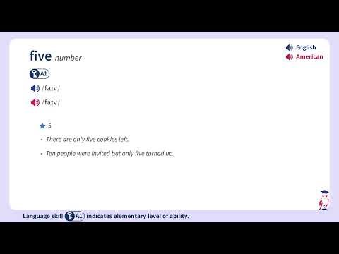Definition of "five (number)" from the Oxford Advanced Learner's Dictionary.