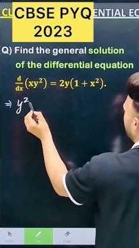 Q) Find the general solution of the differential equation 𝐝/𝐝𝐱 (𝐱𝐲^𝟐 )=𝟐𝐲(𝟏+𝐱^𝟐 ). #cbse