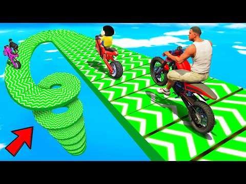 SHINCHAN AND FRANKLIN TRIED THE IMPOSSIBLE SPIRAL SPEED BOOSTER TRACK PARKOUR CHALLENGE GTA 5