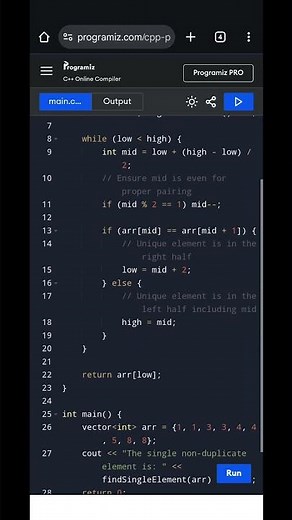 Find Single Element in Sorted Array | Binary Search O(log n) | C++ Code Explained