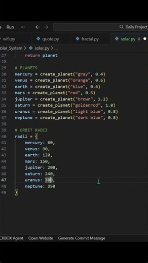 Create Your Own Solar System Using Python #python #compilepythondaily #shorts